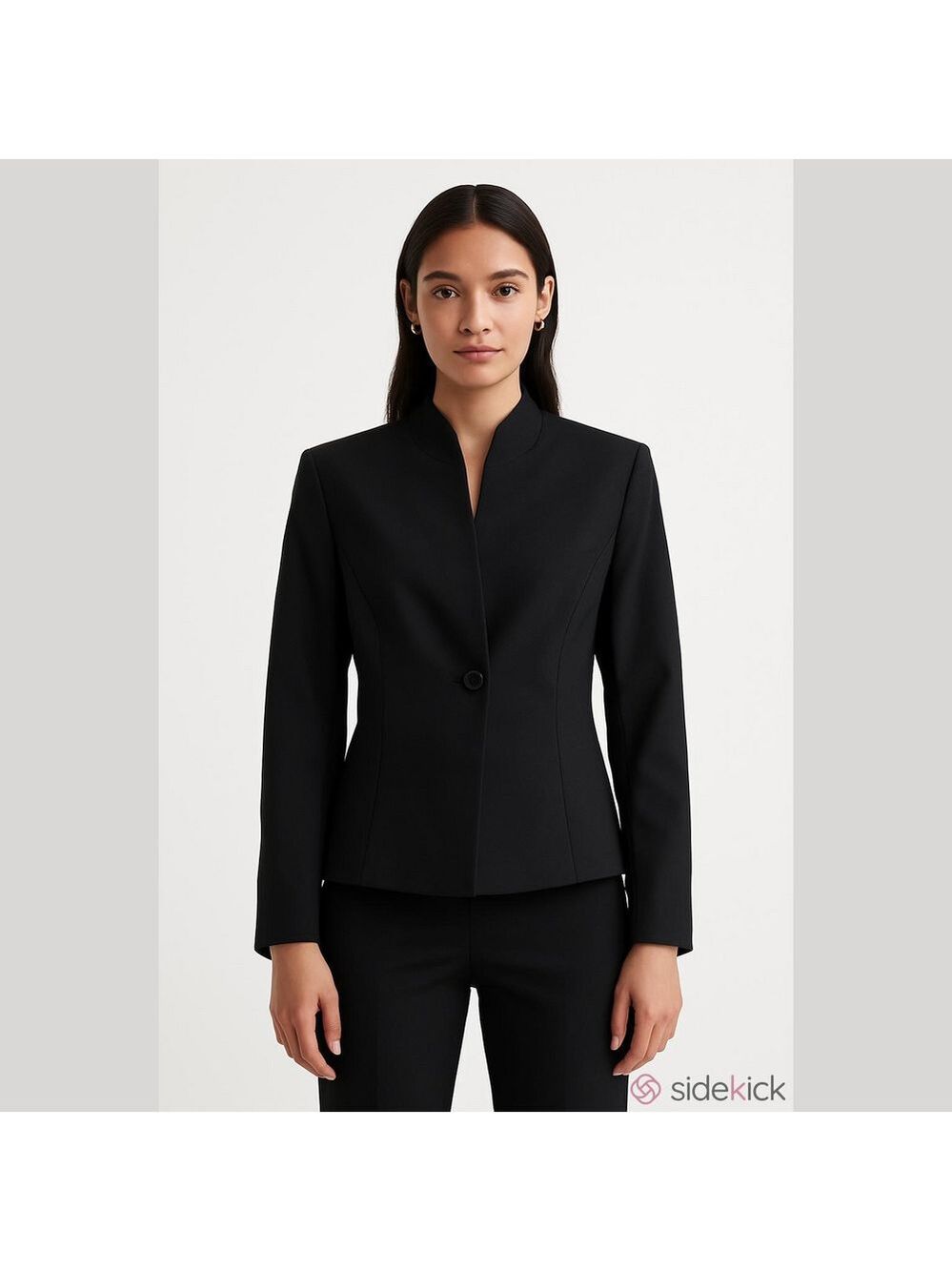 Kasper Black Single-Button Collarless Blazer